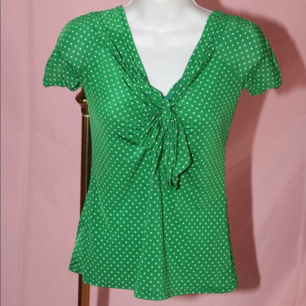 Off the Shoulder Green with White Polka Dots